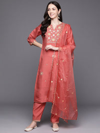 Indo Era Women Floral Embroidered Regular Sequinned Kurta with Trousers & With Dupatta