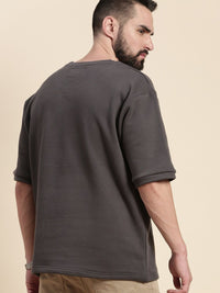 DILLINGER Round Neck Drop Shoulder Sleeves Longline Oversized Pullover Sweatshirt