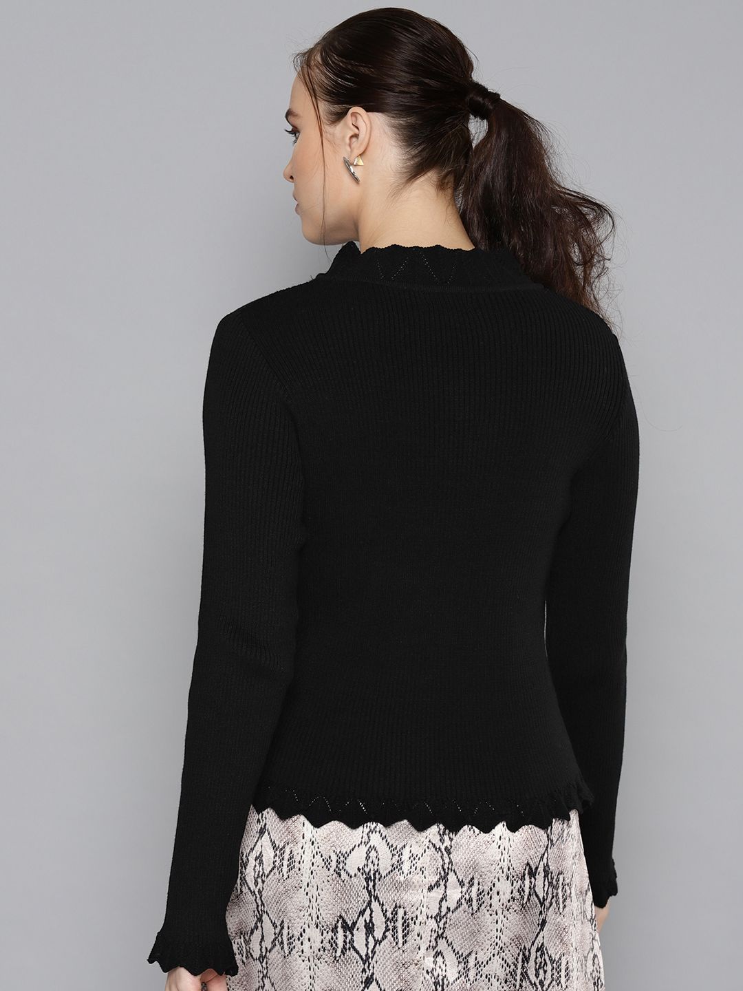 STREET 9 Women Black Solid Sweater
