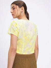 DressBerry Corset Style Fuzzy Abstract Print Top