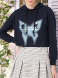 DressBerry Cotton Terry Boxy Crop Hooded Sweatshirt