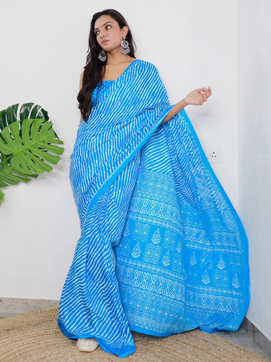 Saree mall Leheriya Printed Pure Cotton Saree
