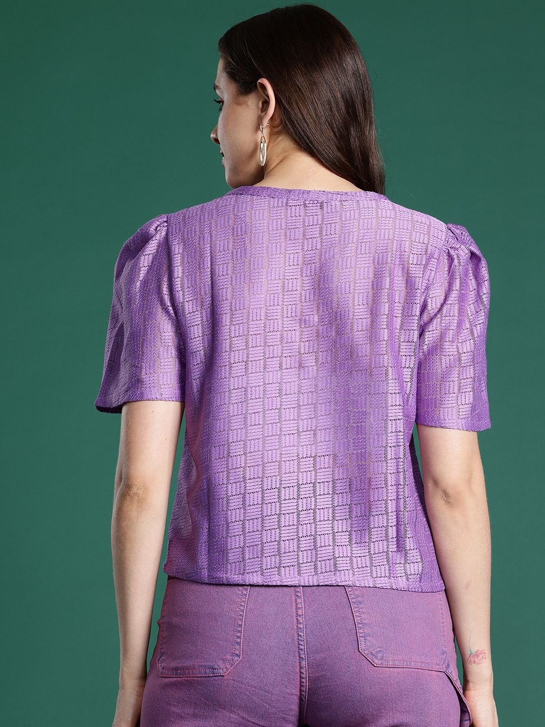 DressBerry Lace Semi Sheer Top