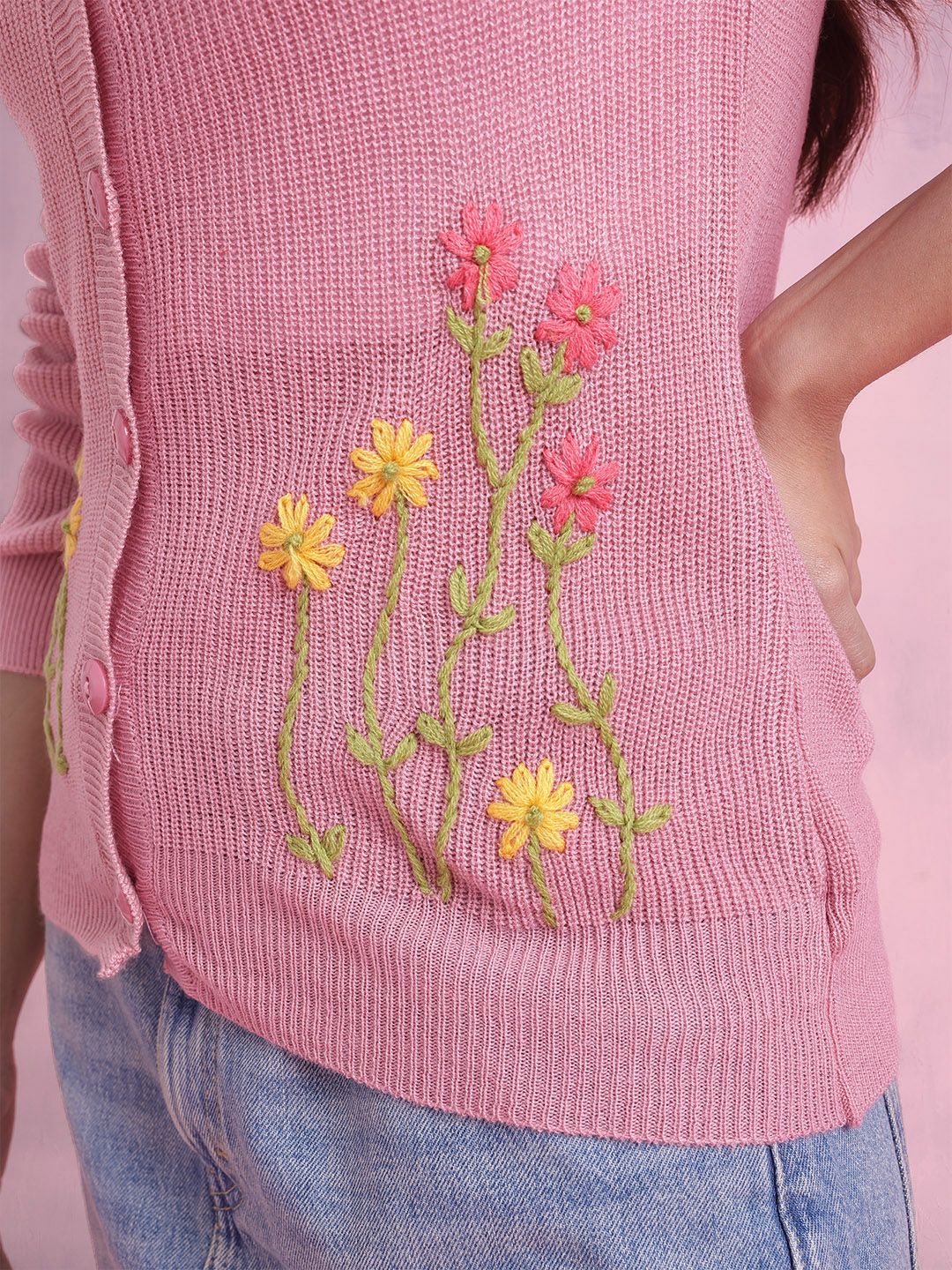 DressBerry Embroidered Acrylic Cardigan