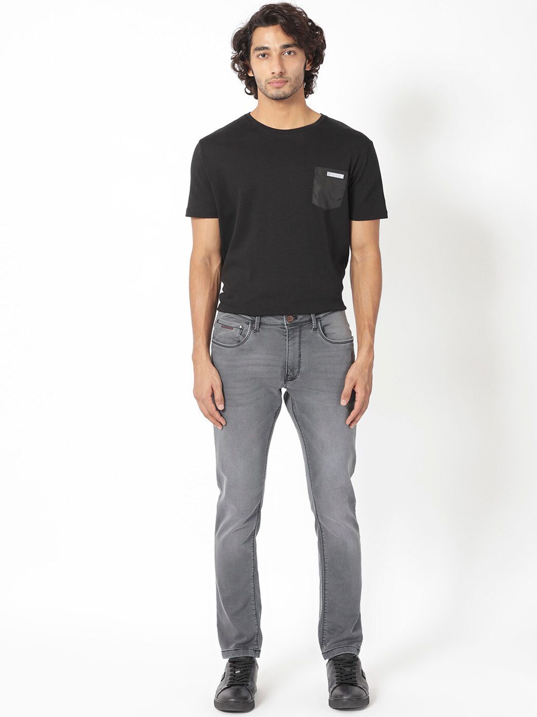 RARE RABBIT Men Switz Slim Fit Mid-Rise Cotton Stretchable Jeans