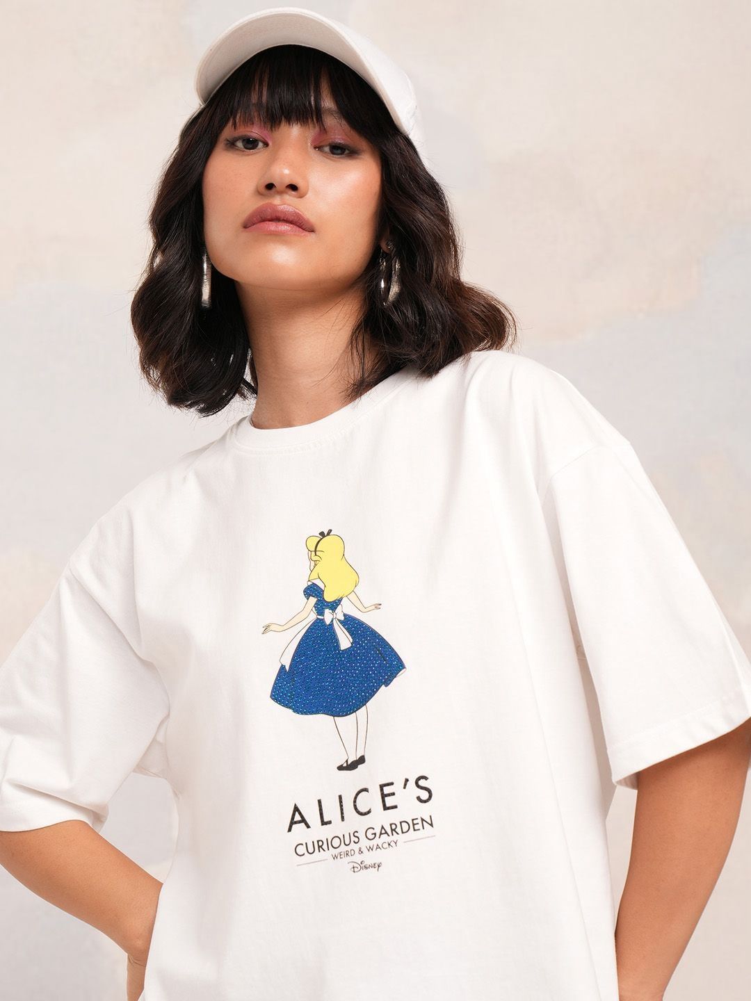Tokyo Talkies Women Alice in Wonderland Printed Boxy Tshirt