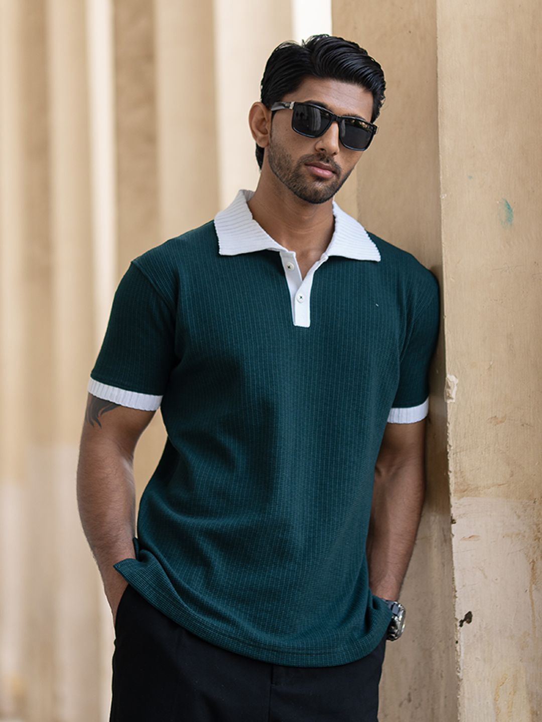 Powerlook Men Solid Polo Collar Regular Fit T-shirt