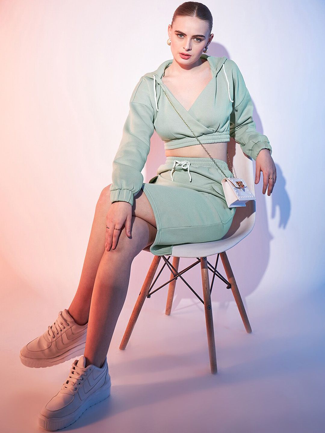 STREET 9 Fleece Hooded Sweatshirt With Skirt