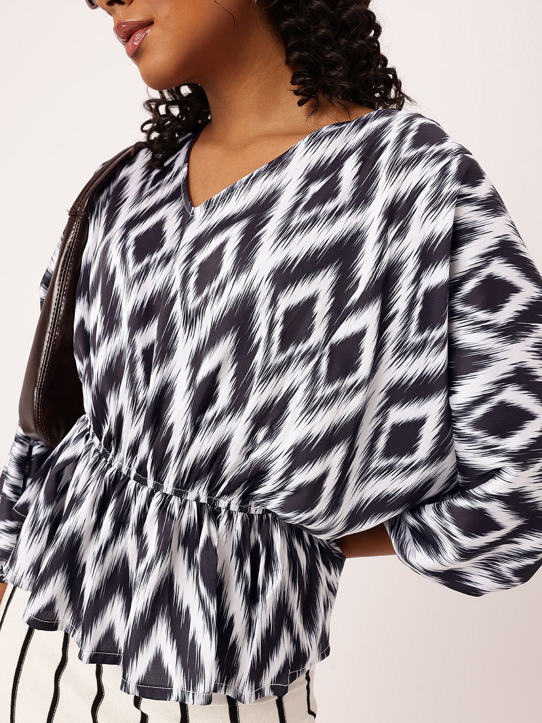 DressBerry Digital Dyes Ikat Style Cinched Waist Top