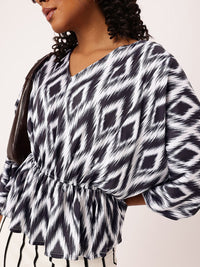 DressBerry Digital Dyes Ikat Style Cinched Waist Top