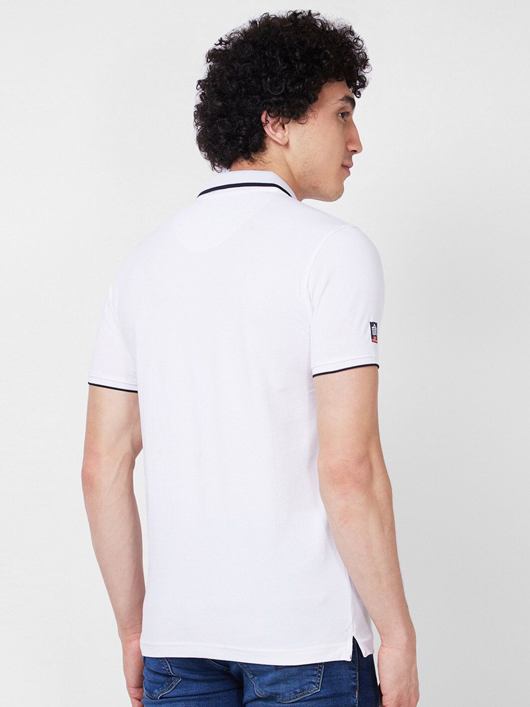 SPYKAR Polo Collar Applique Cotton Slim Fit T-shirt