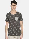 Being Human Clothing Men Grey Printed Round Neck Pure Cotton T-shirt