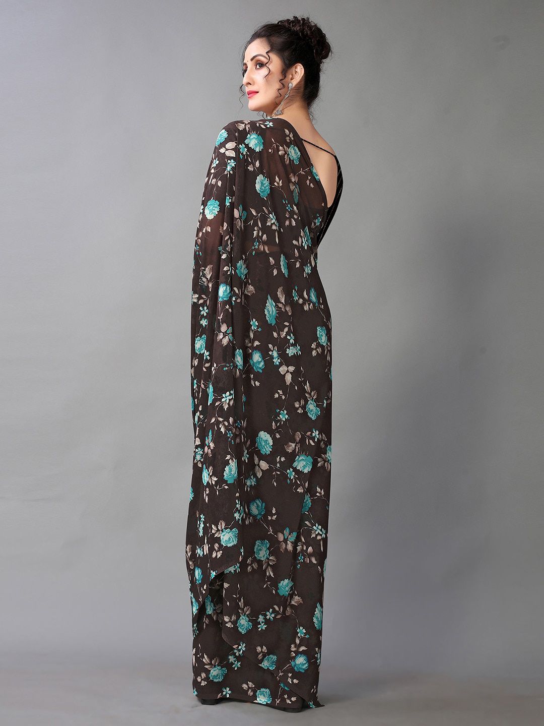 KALINI Floral Printed Poly Georgette Saree