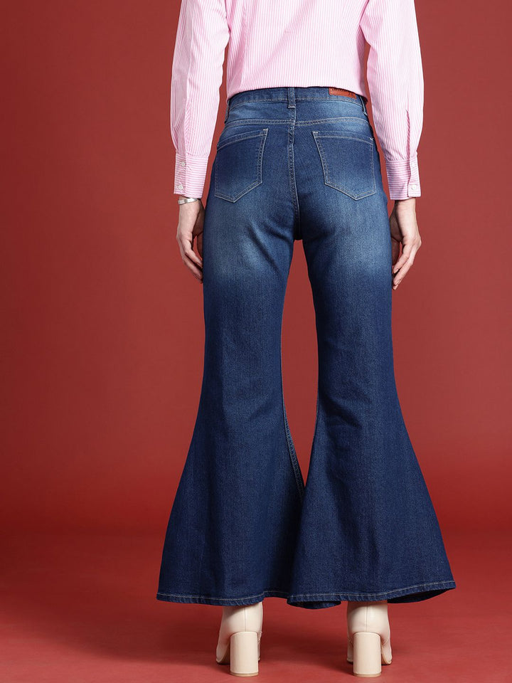 all about you Women Slim Flared Bootcut High-Rise Light Fade Stretchable Jeans