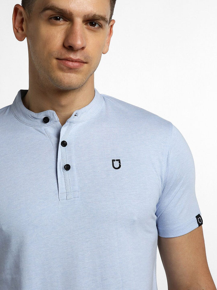 Urbano Fashion Mandarin Collar Slim Fit Pure Cotton T-shirt