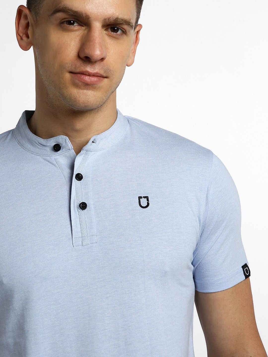 Urbano Fashion Mandarin Collar Slim Fit Pure Cotton T-shirt