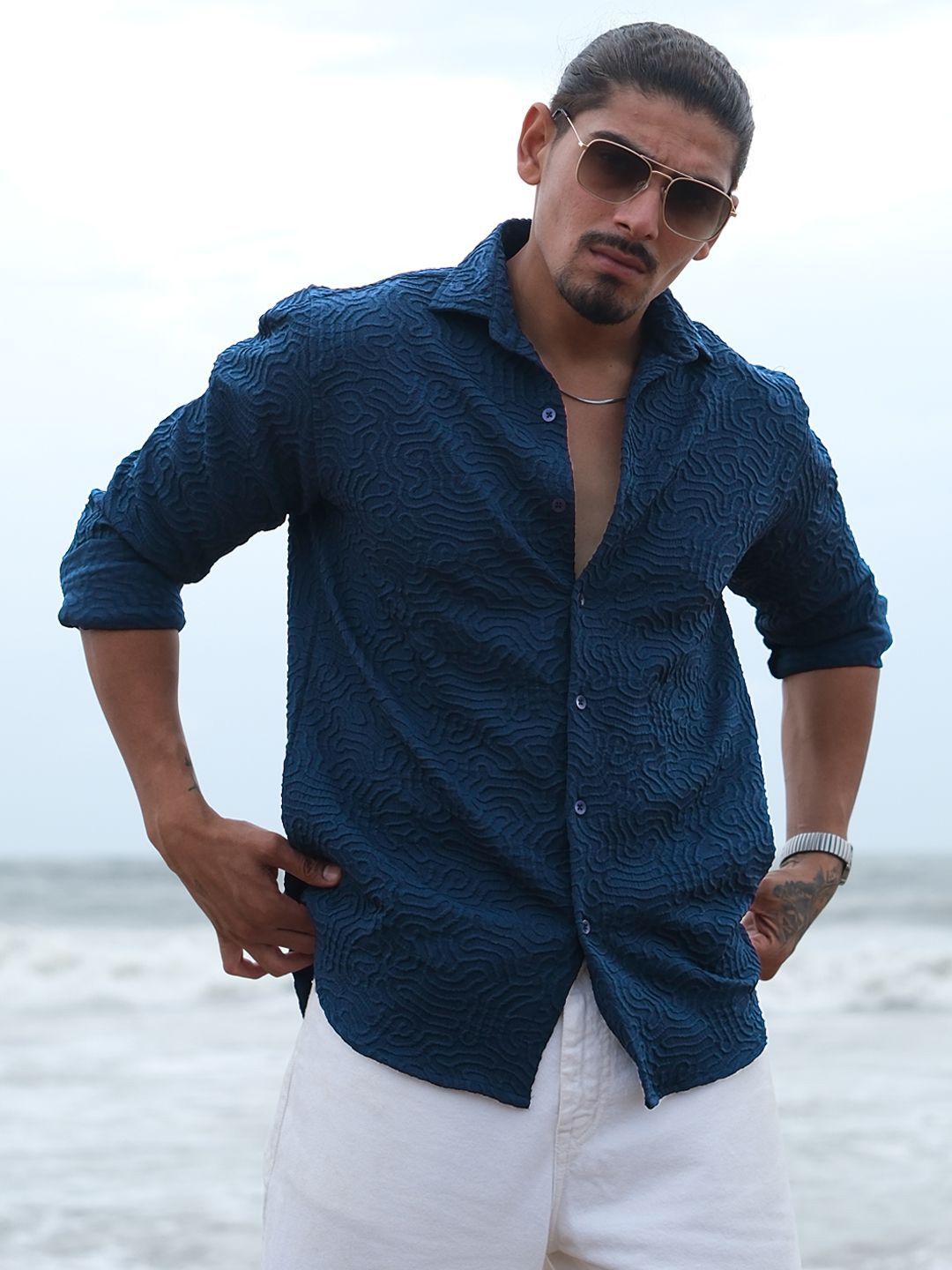 Powerlook Men Opaque Self Design Casual Shirt