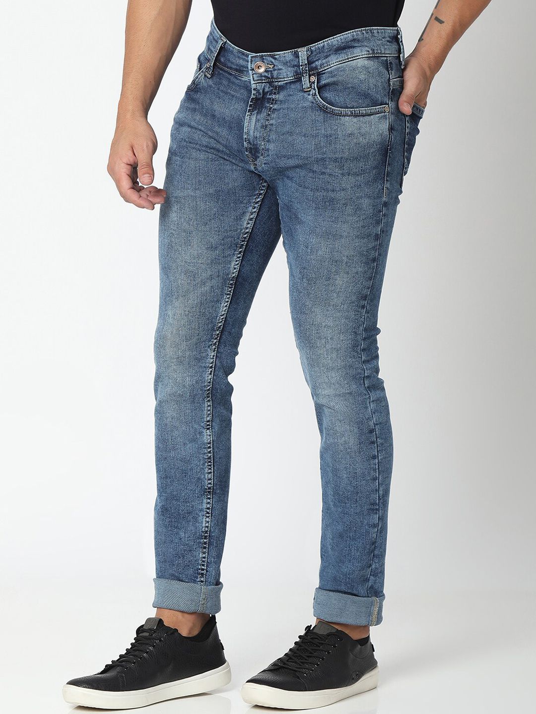 SPYKAR Men Blue Slim Fit Low-Rise Heavy Fade Jeans