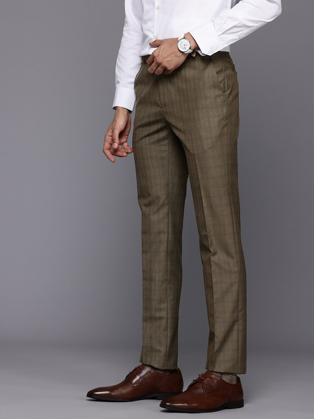 Raymond Men Checked Slim Fit Formal Trousers