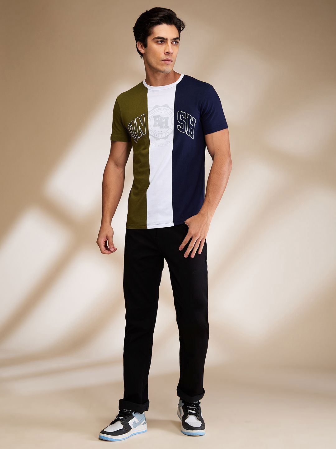 Being Human Men Colourblocked Pockets T-shirt