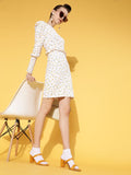 Athena Women Classic White Floral 70s Mini Dress