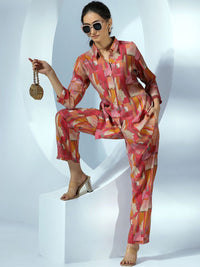 Libas Abstract Printed Shirt With Trousers Co-Ords