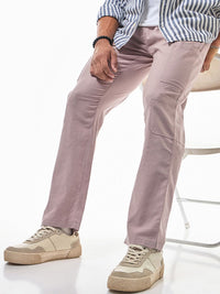 Bewakoof Men's Mauve Cargo Linen Pants