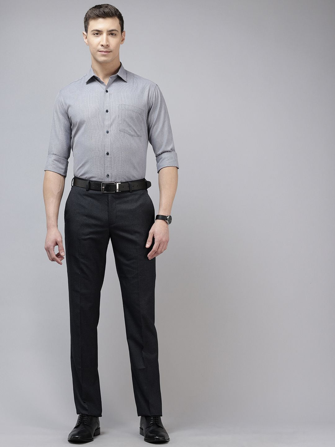 Park Avenue Self-Design Slim Fit Formal Shirt