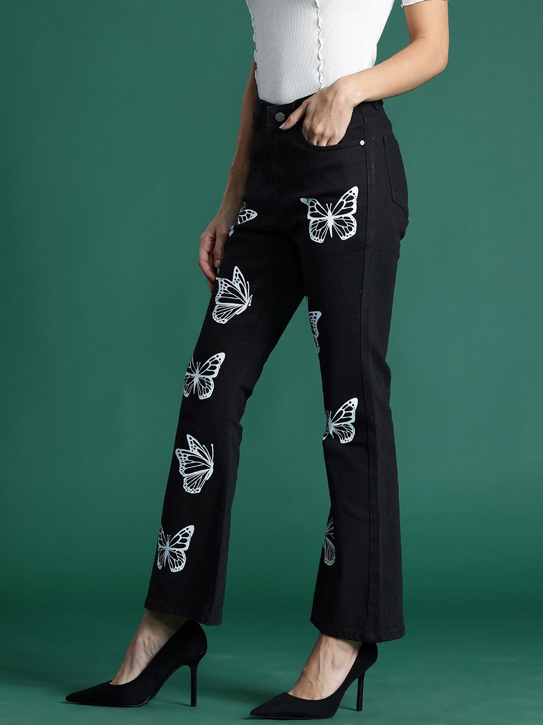 DressBerry Women Bootcut Printed Stretchable Jeans