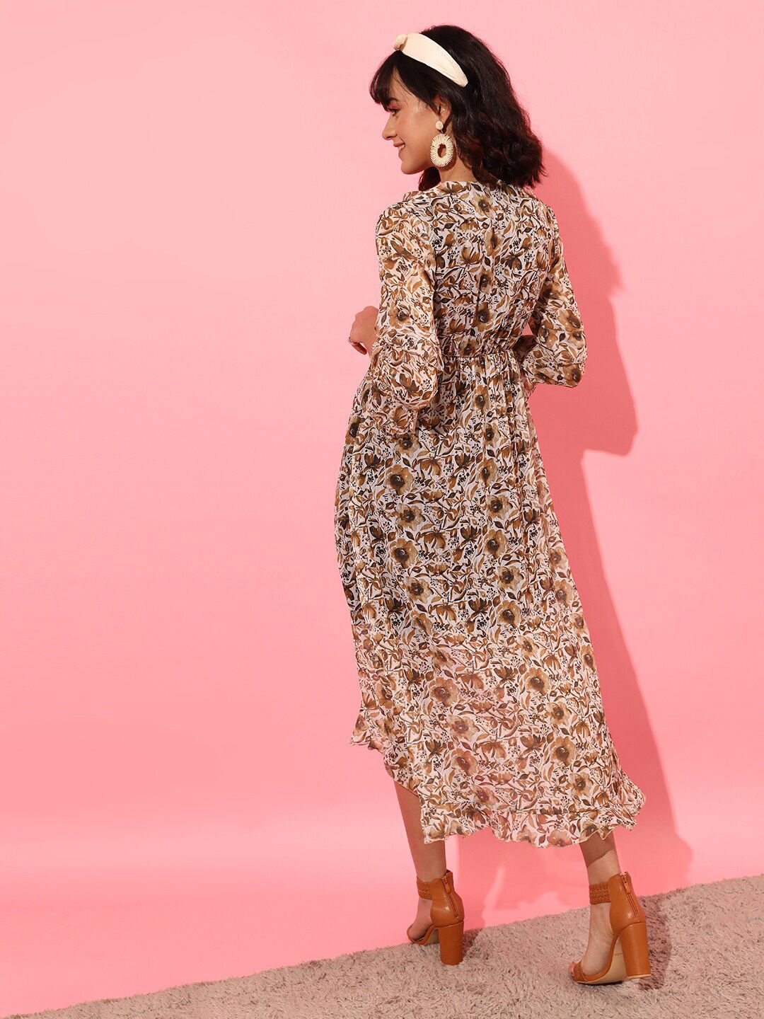 STREET 9 Floral Printed Chiffon Midi Dress