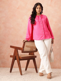 all about you Plus Size Tie-Up Neck Casual Shirt