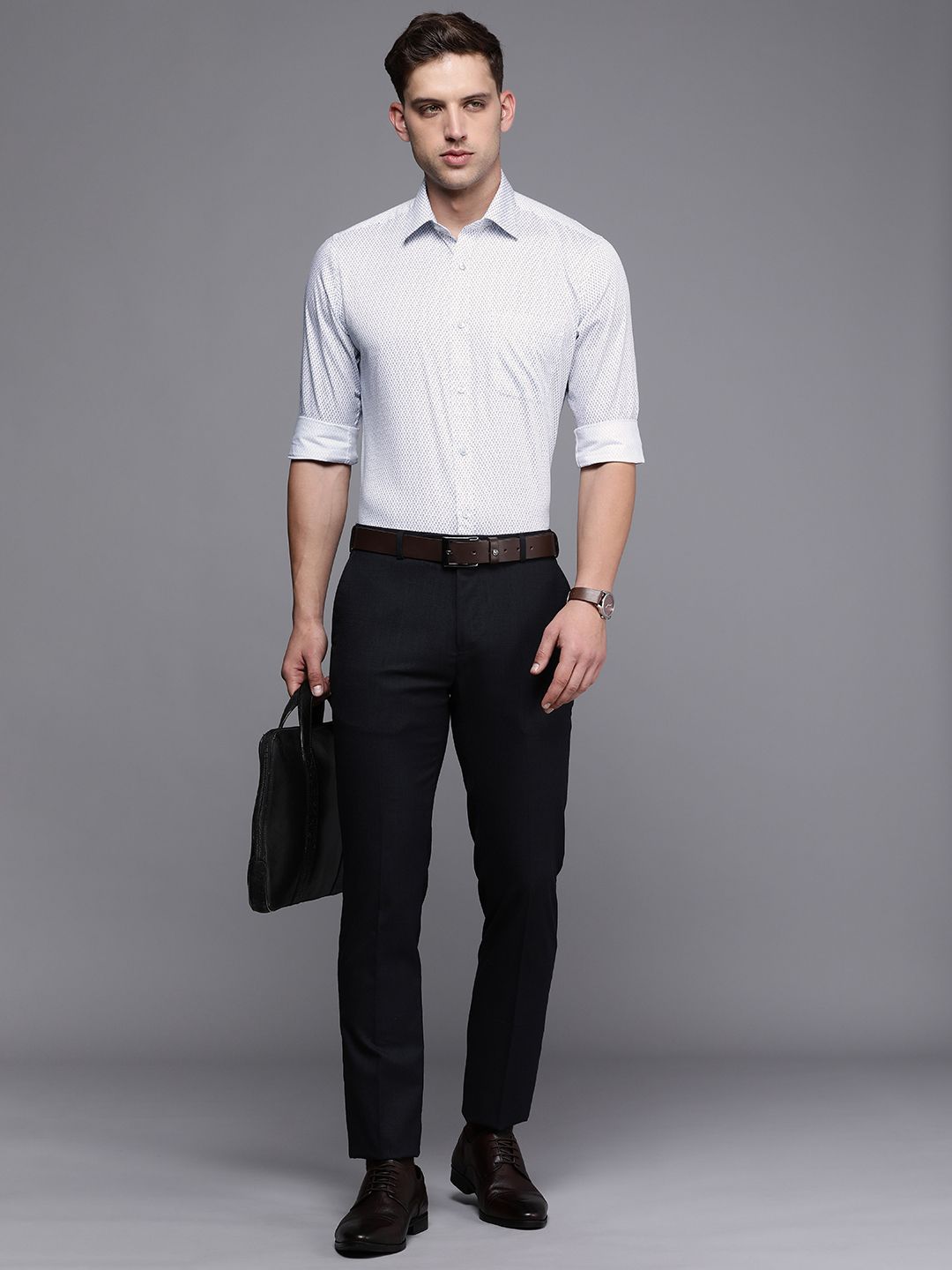 Raymond Slim Fit Floral Printed Pure Cotton Formal Shirt