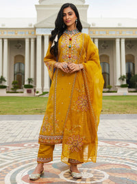 Indo Era Women Ethnic Motifs Embroidered Regular Mirror Work Kurta with Trousers & With Dupatta