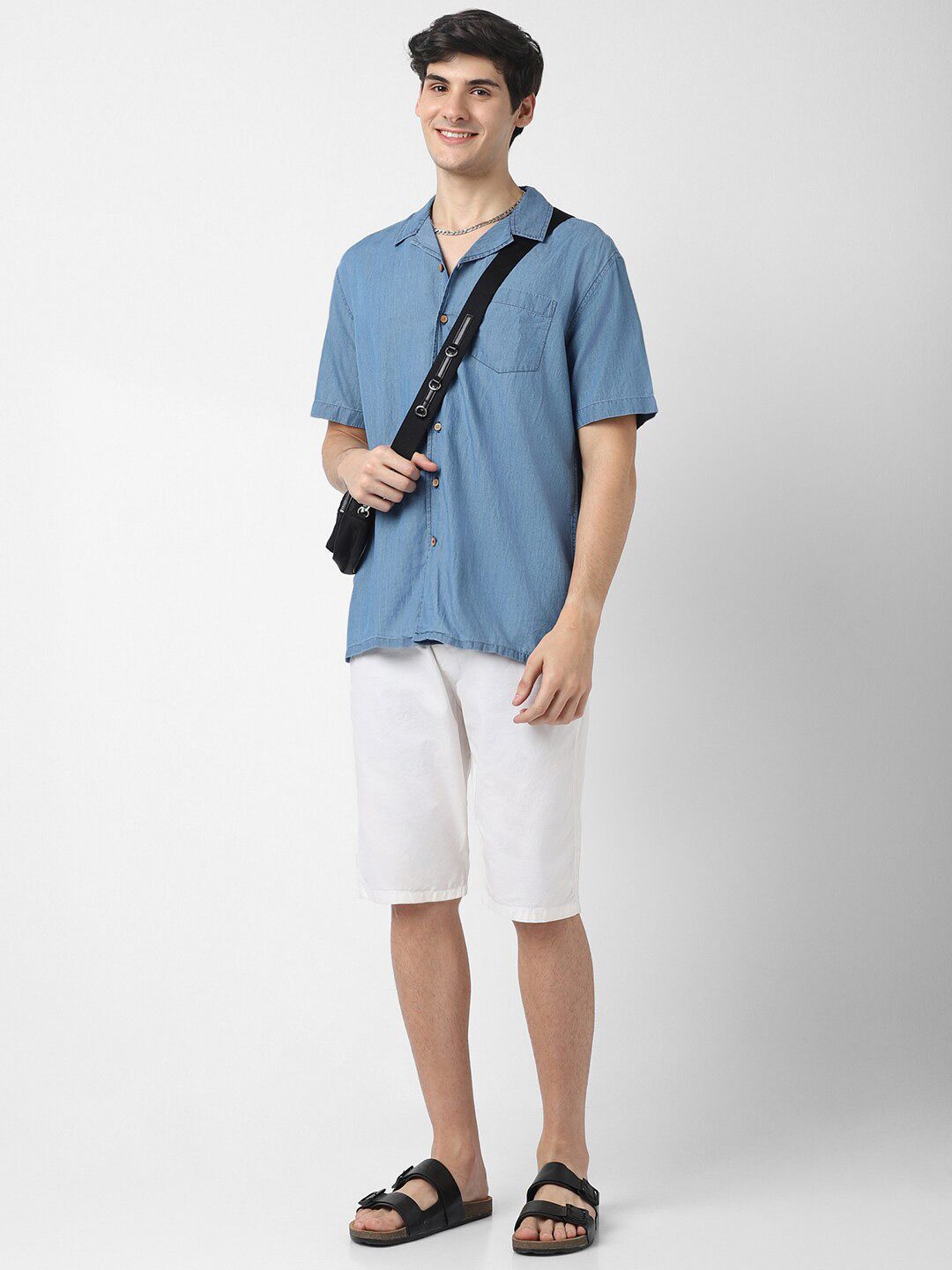 VASTRADO Cuban Collar Cotton Oversized Casual Shirt