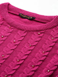 DressBerry Cable Knit Embellished Sweater