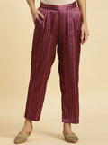 W Women Striped Straight Fit Pleated Trousers