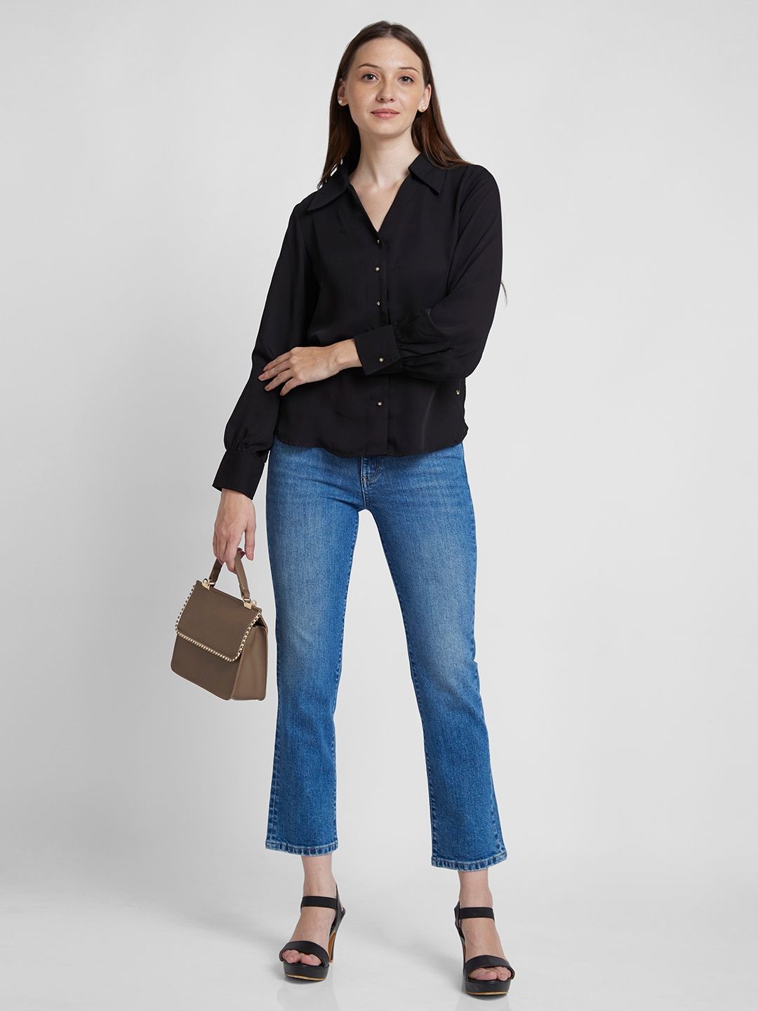 SPYKAR Women Black Classic Opaque Casual Shirt