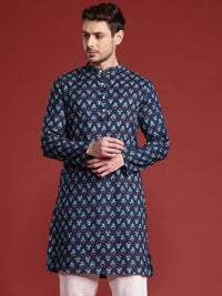 Anouk Mandarin Collar Indie Floral Printed Pure Cotton Kurta