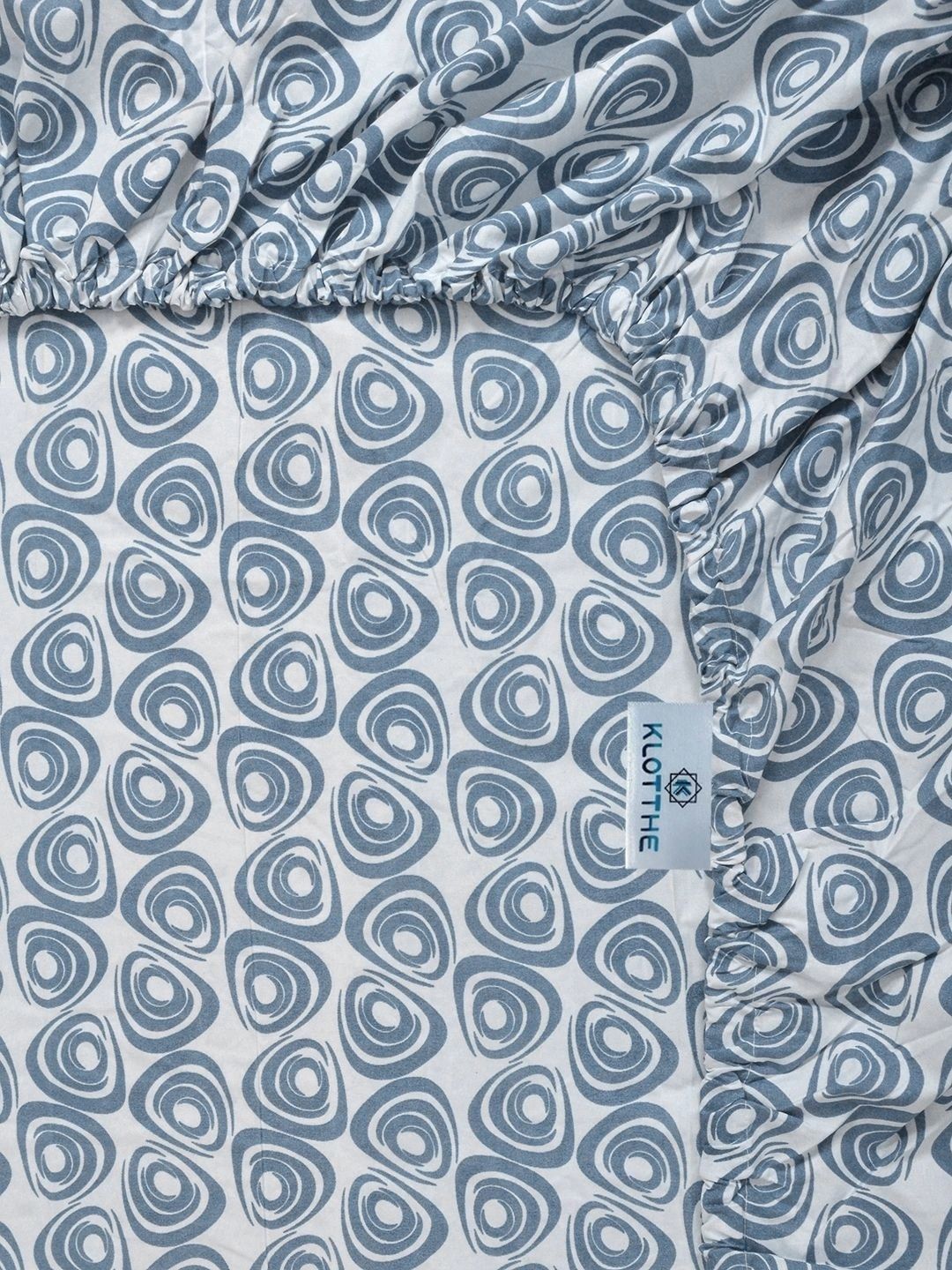 Moda Rapido X KLOTTHE Blue & White Geometric 300 TC Single Bedsheet with 1 Pillow Covers