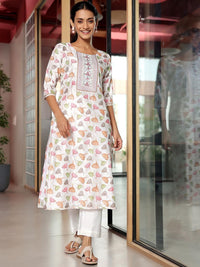 Libas Floral Printed Regular Thread Work A Line Kurta with Palazzos