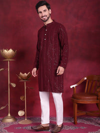 Jompers Sequinned Chikankari Kurta With Trouser
