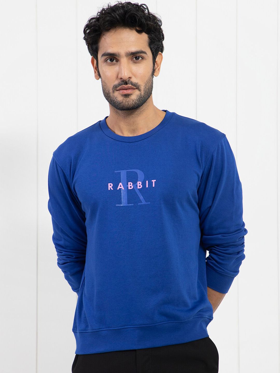 RARE RABBIT Men Brewet Typography Printed Sweatshirt