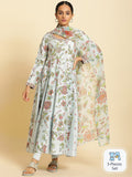 W Floral Printed Anarkali Kurta With Leggings & Dupatta