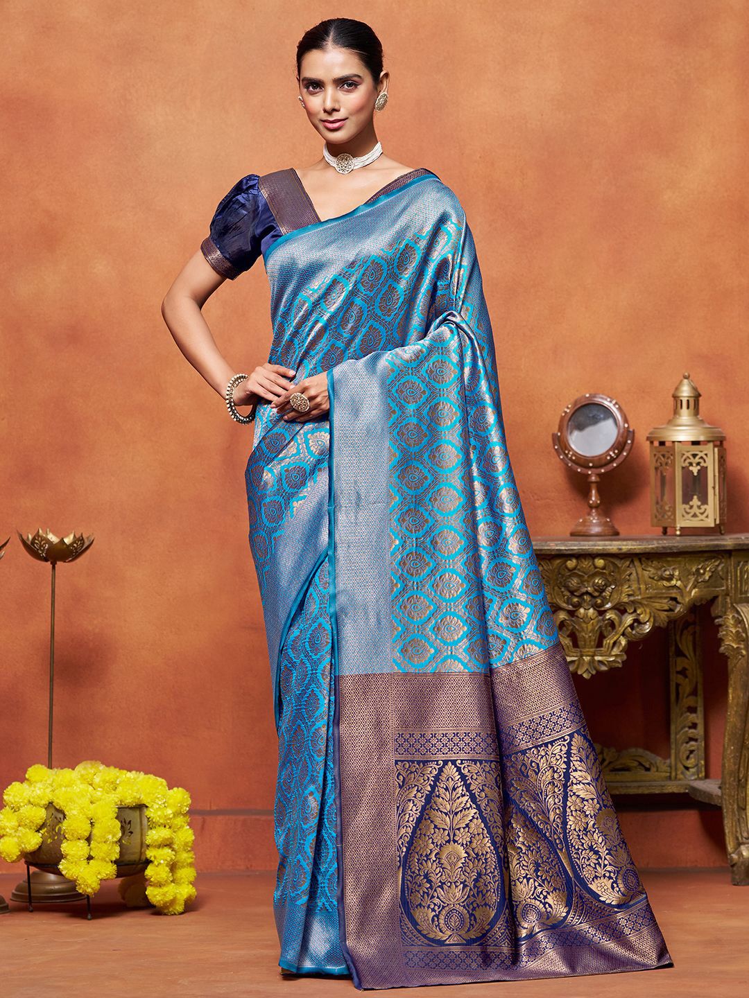 KALINI Woven Design Zari Banarasi Saree