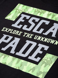 SPYKAR Men Black & Green Typography Printed Pure Cotton Slim Fit T-shirt