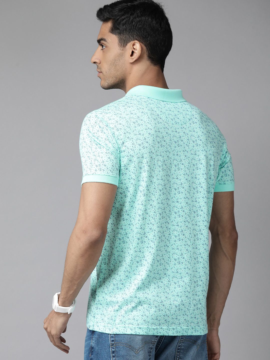 Park Avenue Floral Printed Polo Collar Slim Fit T-shirt