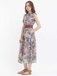 RAREISM Floral Print Sleeveless Fit & Flare Midi Dress
