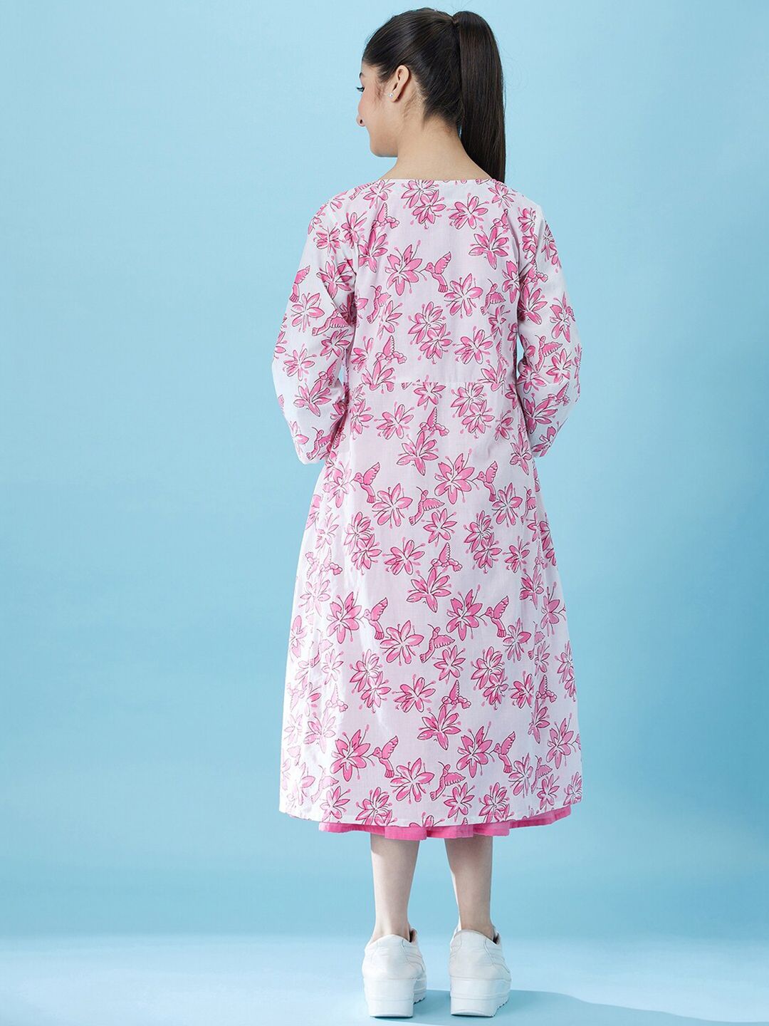 pspeaches Girls Fit And Flare Tiered Cotton Midi Dress With Shrug