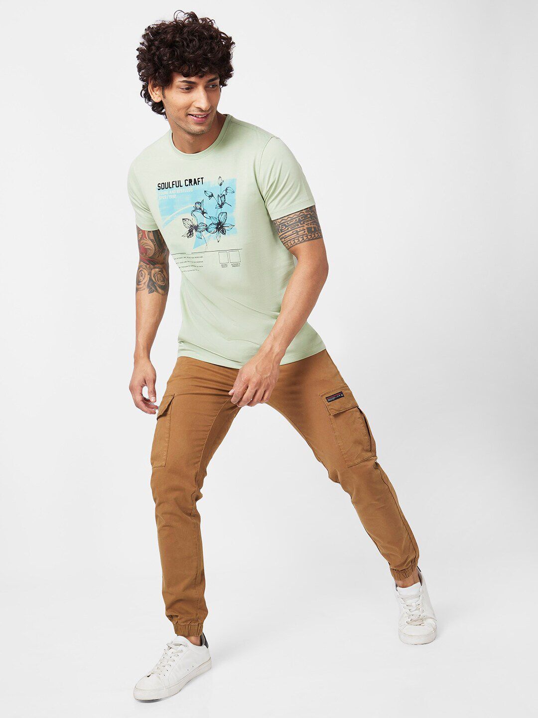 SPYKAR Graphic Printed Round Neck Slim Fit Cotton Casual T-Shirt