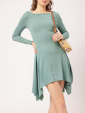 DressBerry Ribbed Cascade Asymmetric A-line Dress